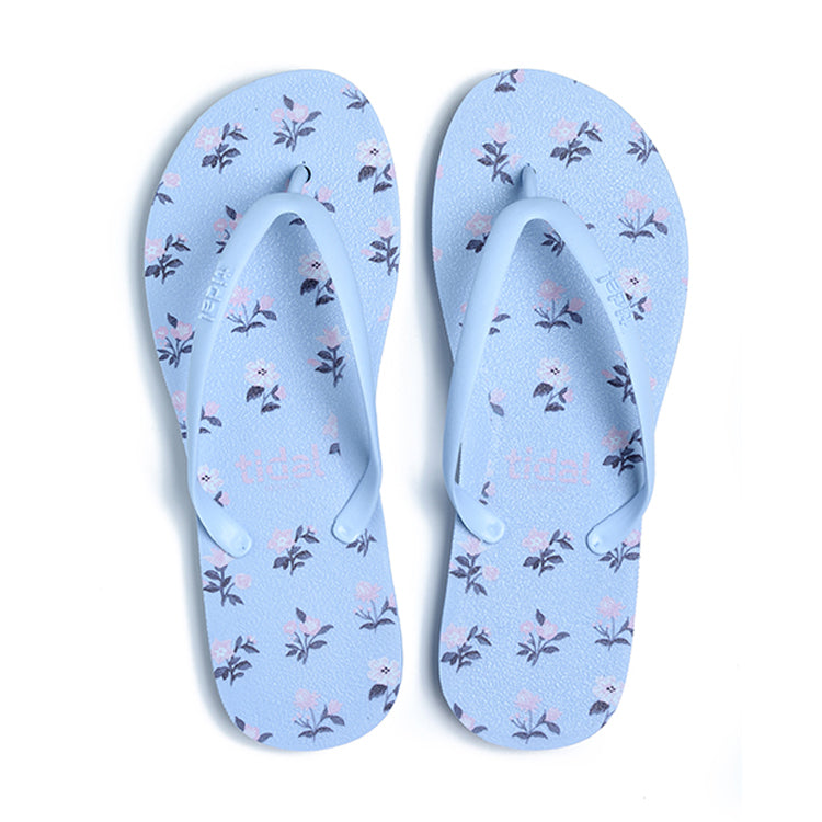 藍色花束圖案女性拖鞋
