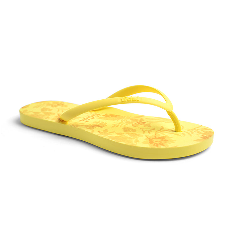 黃色熱帶花卉女性拖鞋